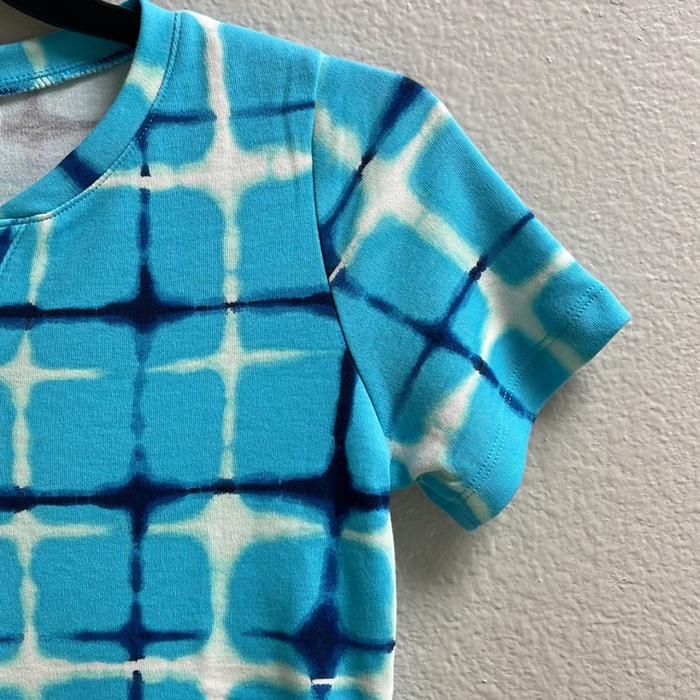 Karen Scott V-neck Front 4 buttons Short Sleeve Top Blue Navy White Stripes - Picture 12 of 13